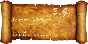Bitter Gábor névjegykártya